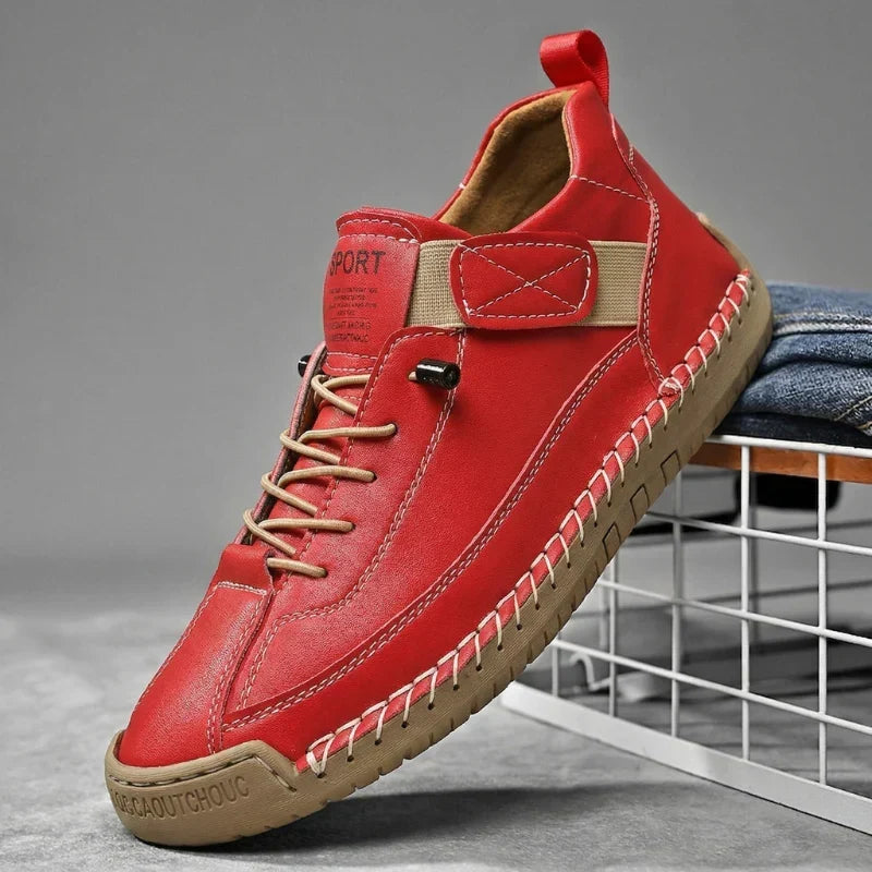 Sneakers Leather Handcrafted Stitching Cushioned Sole