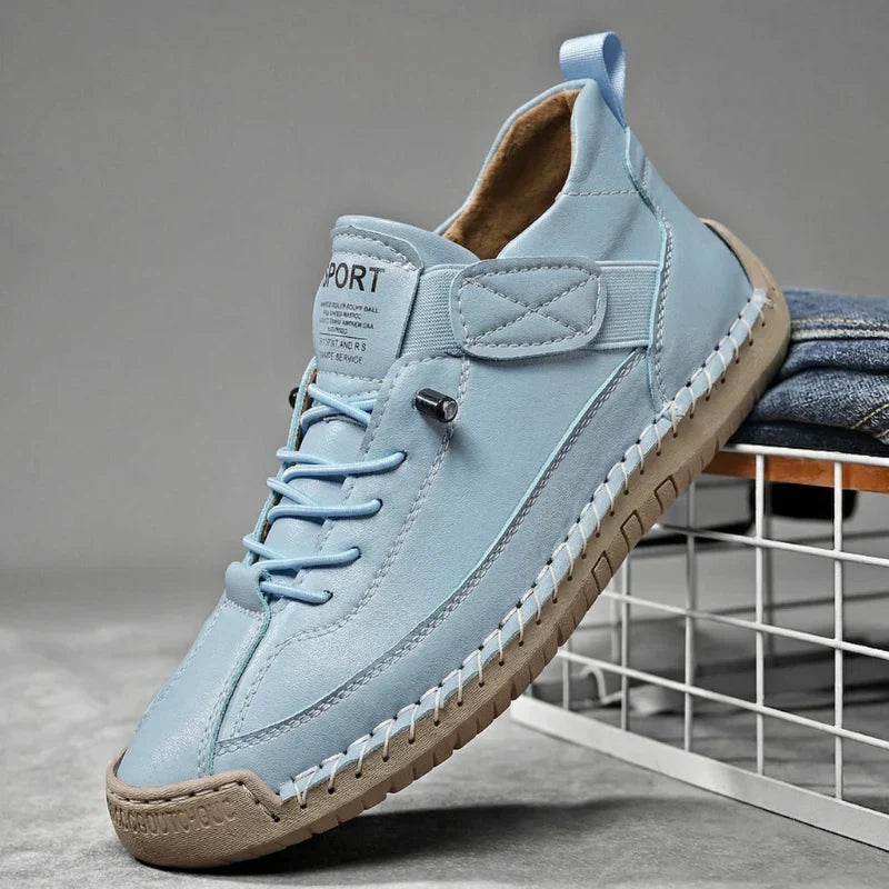 Sneakers Leather Handcrafted Stitching Cushioned Sole