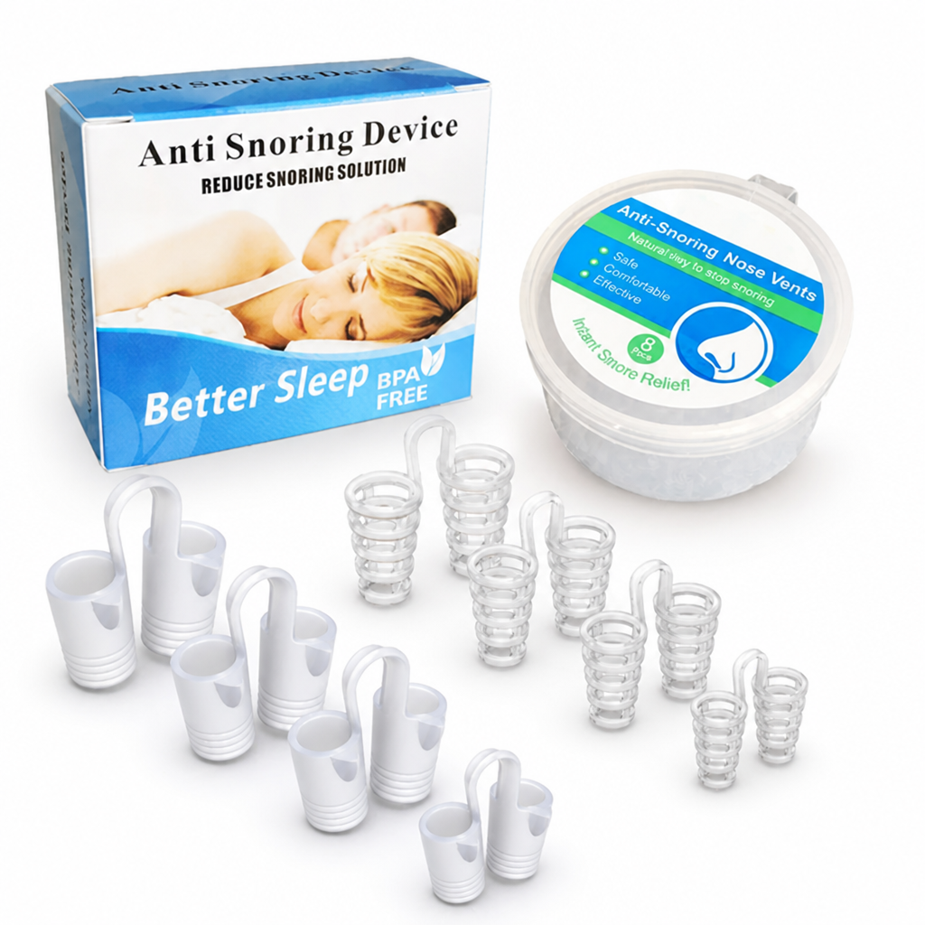 Snore-Reducing Soft Silicone Nasal Dilator (Assorted Sizes & Travel Case)