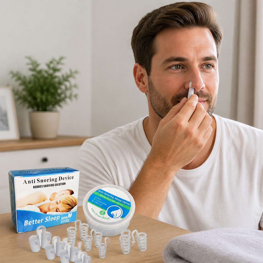 Snore-Reducing Soft Silicone Nasal Dilator (Assorted Sizes & Travel Case)