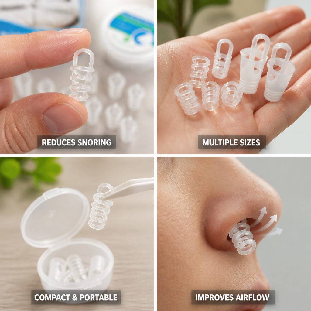 Snore-Reducing Soft Silicone Nasal Dilator (Assorted Sizes & Travel Case)