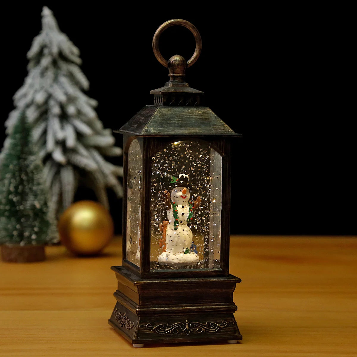 Snow Globe Lantern Illuminated Snowfall Holiday Figurine
