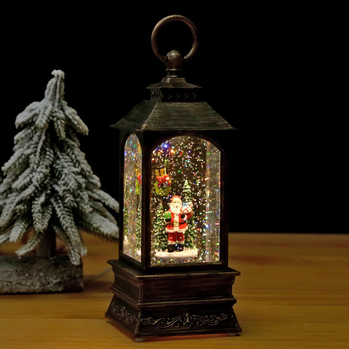 Snow Globe Lantern Illuminated Snowfall Holiday Figurine