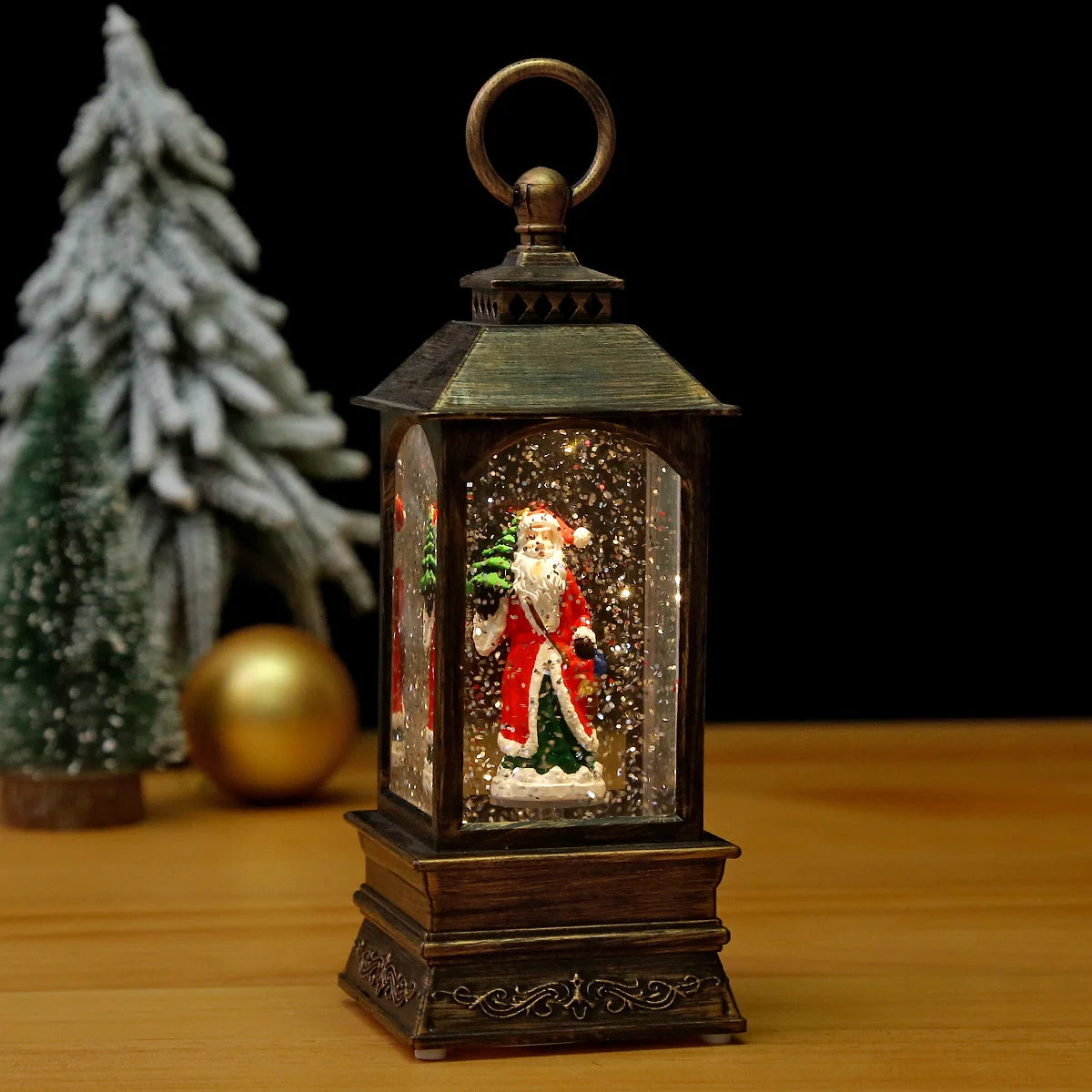 Snow Globe Lantern Illuminated Snowfall Holiday Figurine
