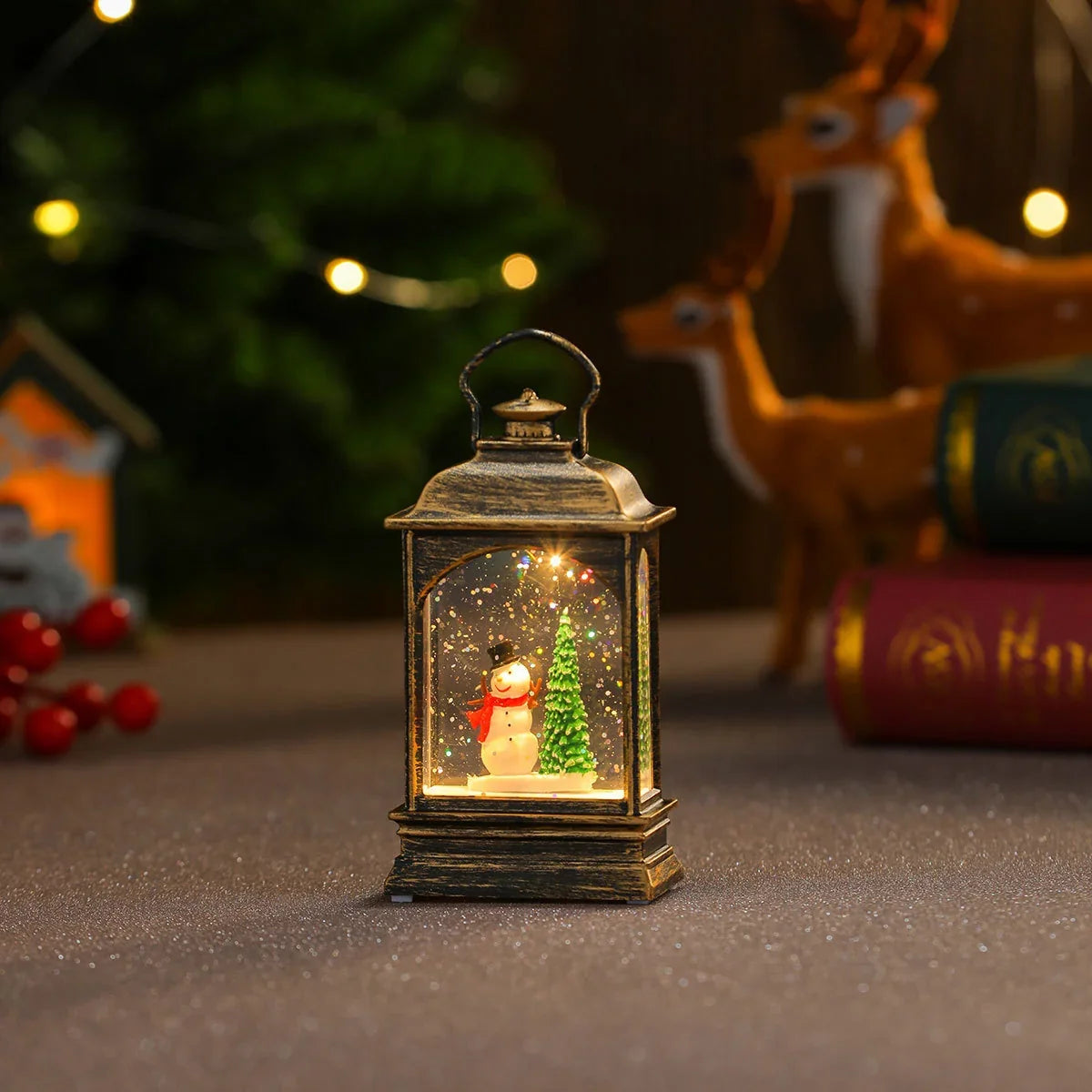 Snow Globe Lantern Shimmering Lights Durable Construction