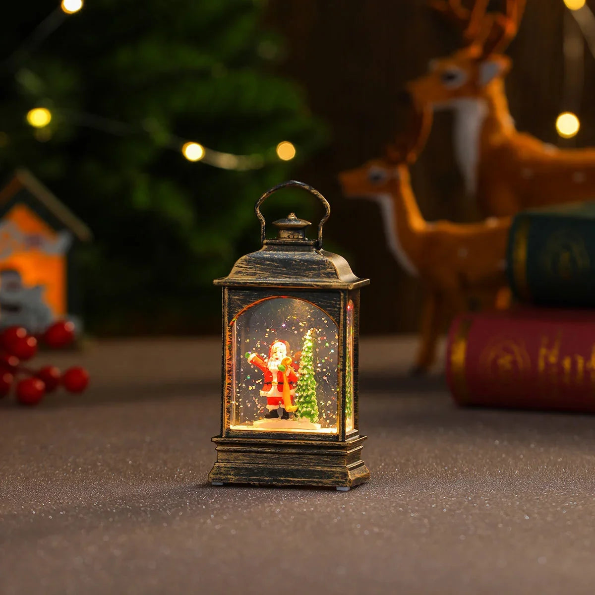 Snow Globe Lantern Shimmering Lights Durable Construction