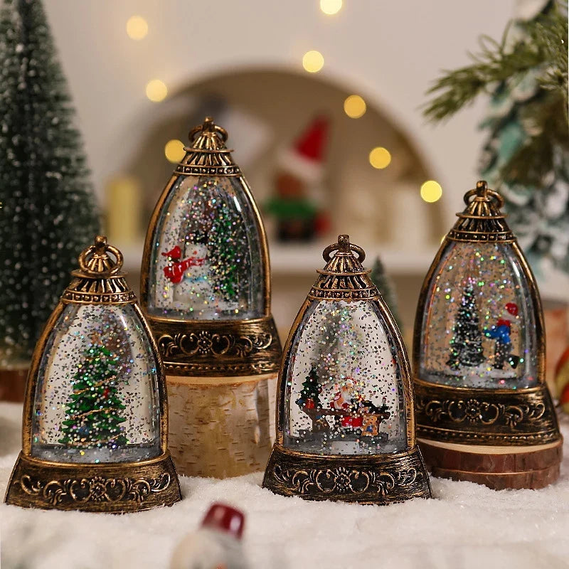 Snow Globe Lantern Snowman Scene LED Lighting
