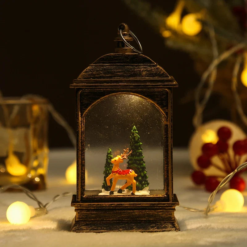 Snow Globe Lantern Sparkling Snow Effect & Warm Light