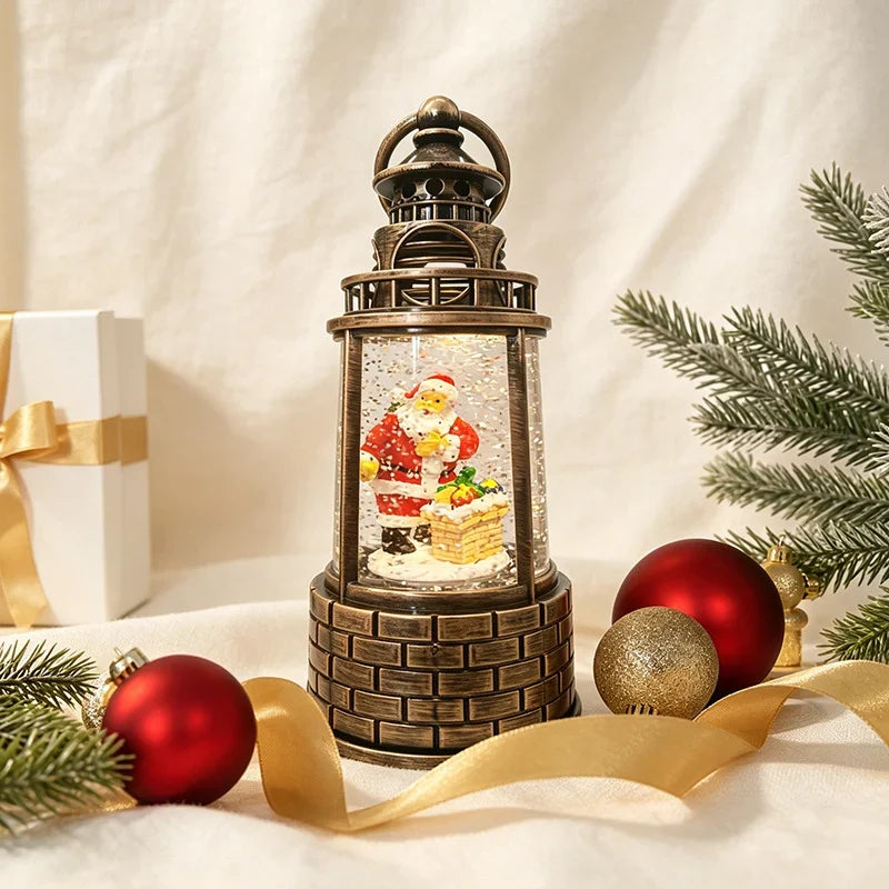 Snow Lantern Moving Snowman Scene Warm LED Light