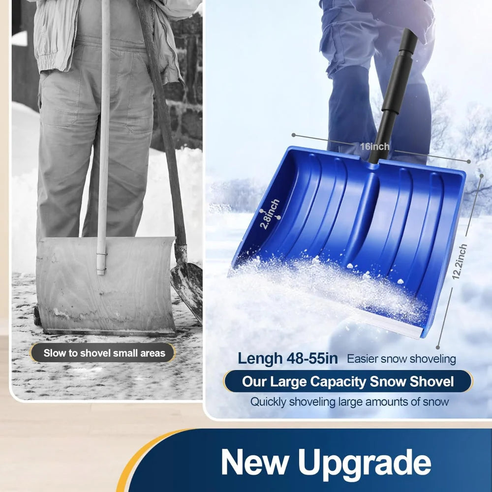 Snow Shovel Height-Adjustable Wide Polymer Blade