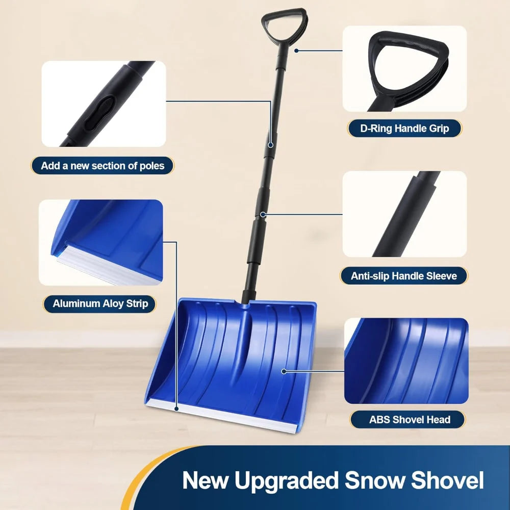 Snow Shovel Height-Adjustable Wide Polymer Blade