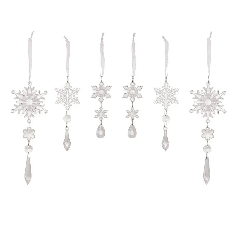 Snowflake Ornament Crystal-Look Clear Plastic Hanging Loop