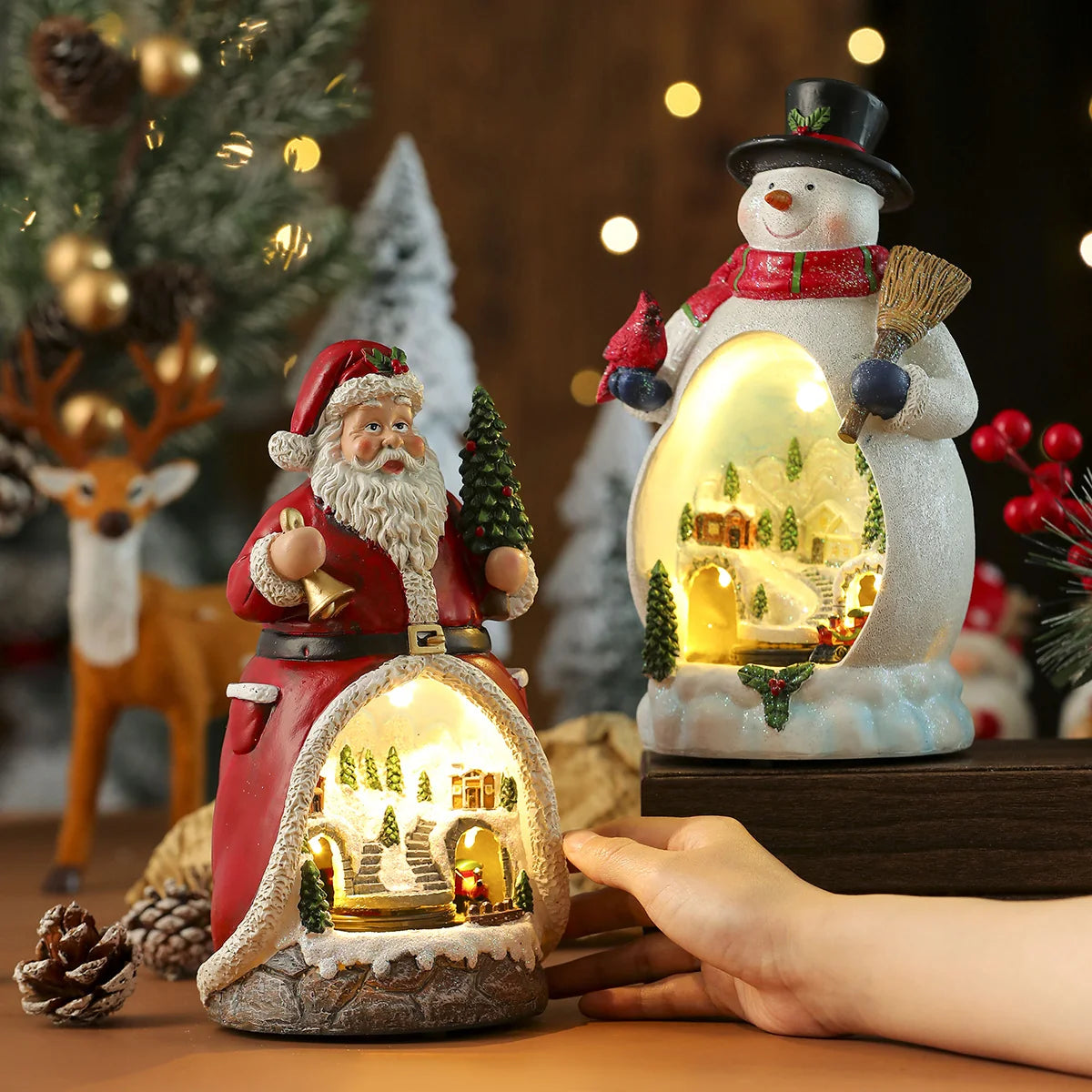 Snowman Figurine Built-In Warm LED Holiday Decor