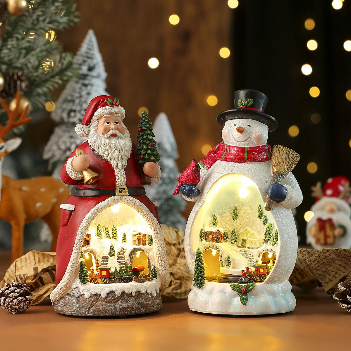 Snowman Figurine Built-In Warm LED Holiday Decor