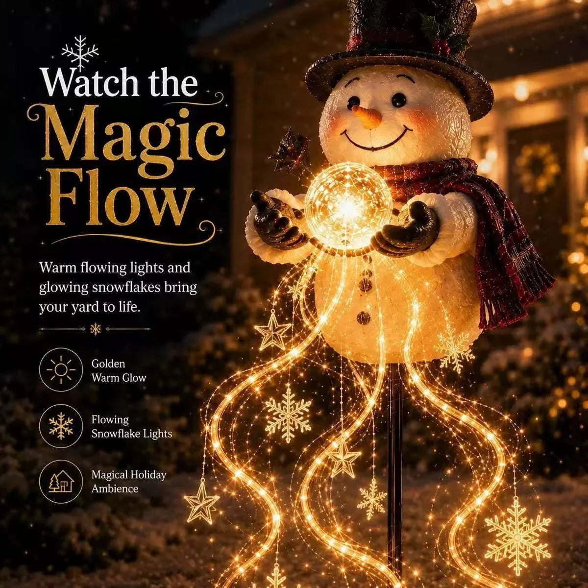 Snowman Figurine LED Lights Weatherproof Indoor Outdoor Decor