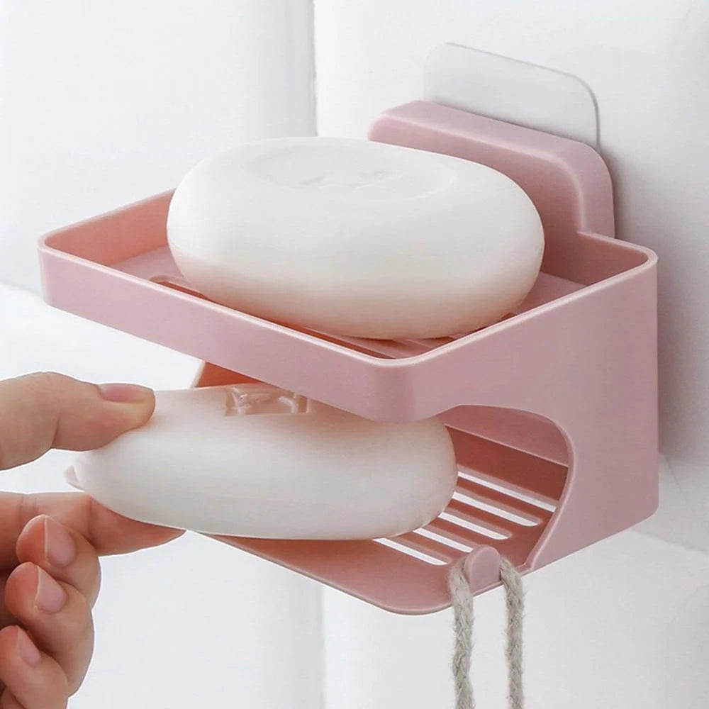 Soap Holder Rack Wall-Mounted Suction Cup Drainage