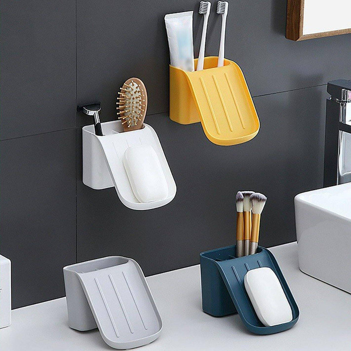 Soap Holder Rack Wall-Mounted Suction Cup Drainage