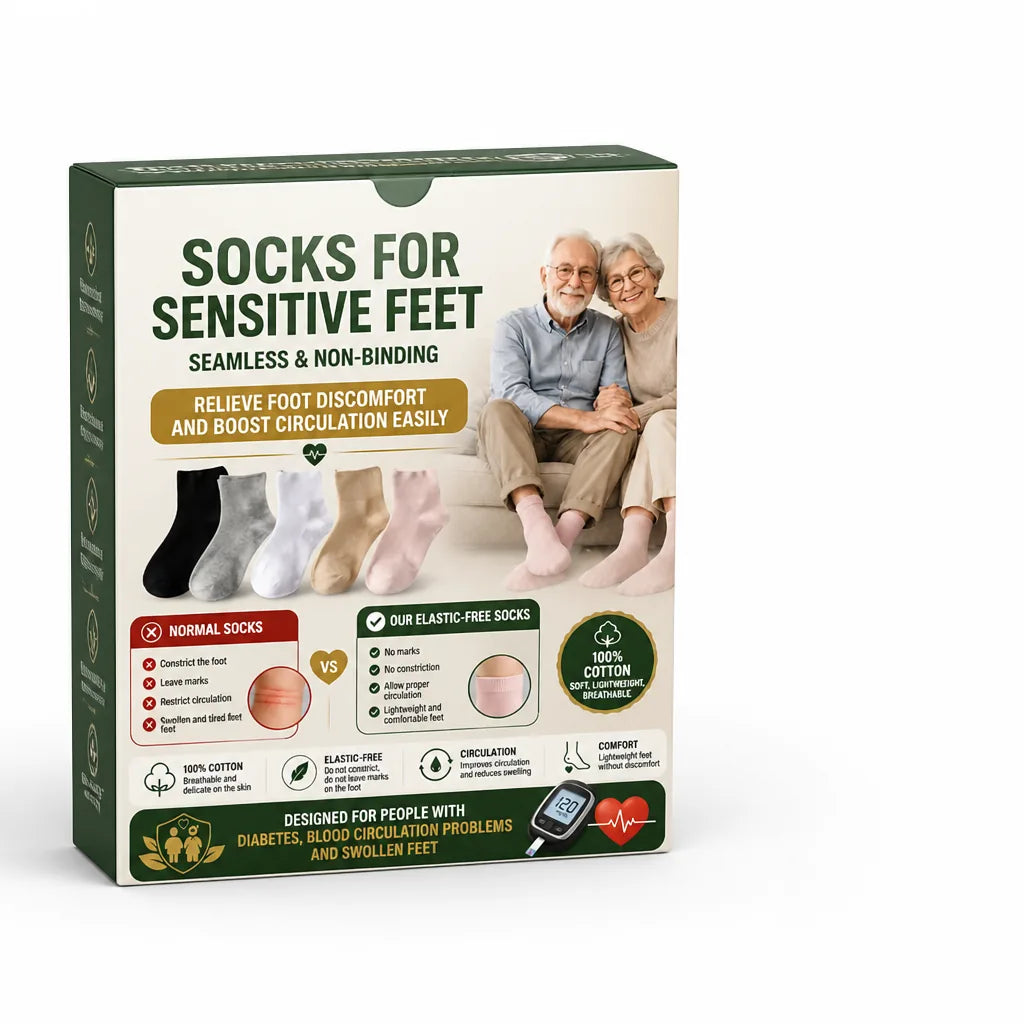 Socks For Sensitive Feet Seamless & Non-Binding