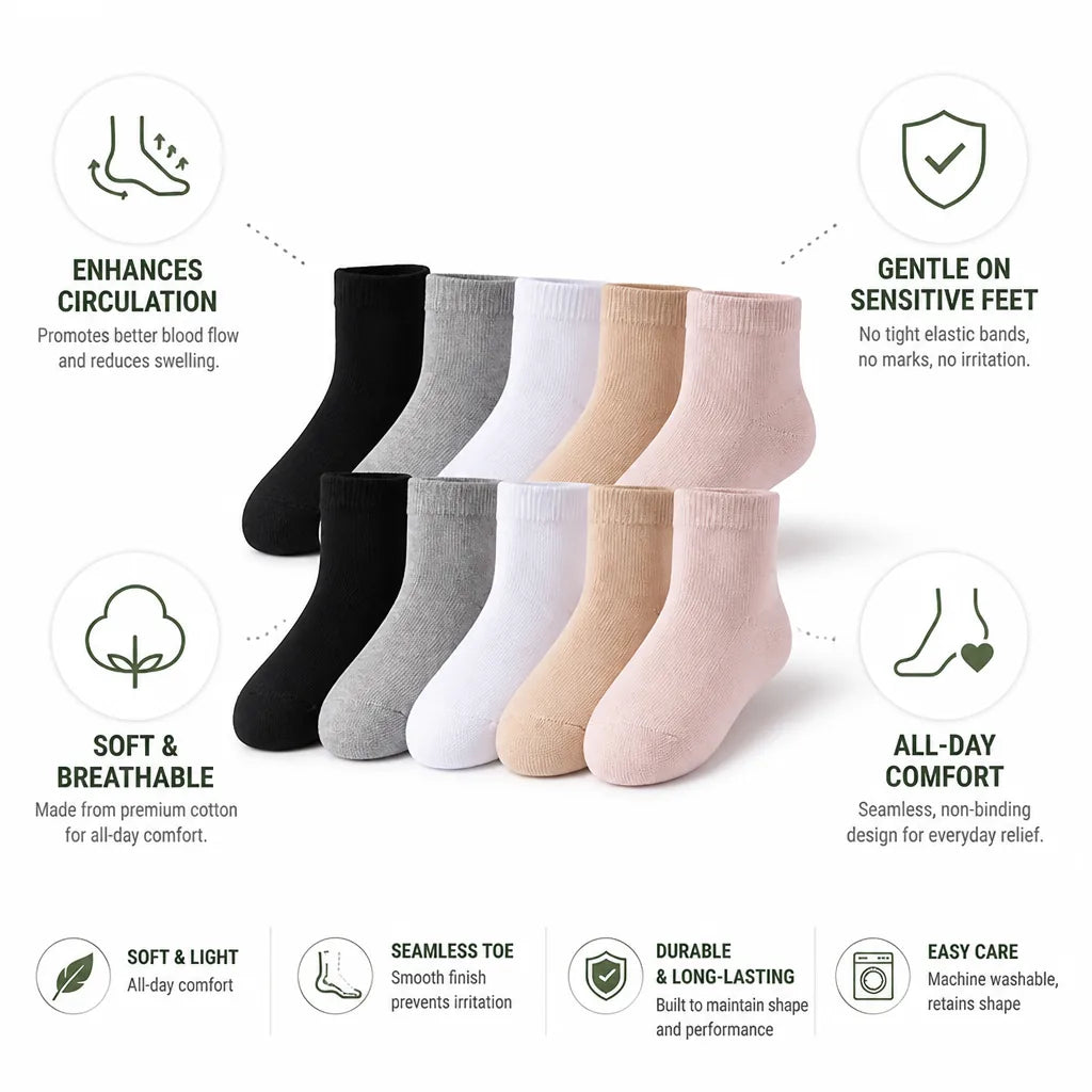Socks For Sensitive Feet Seamless & Non-Binding