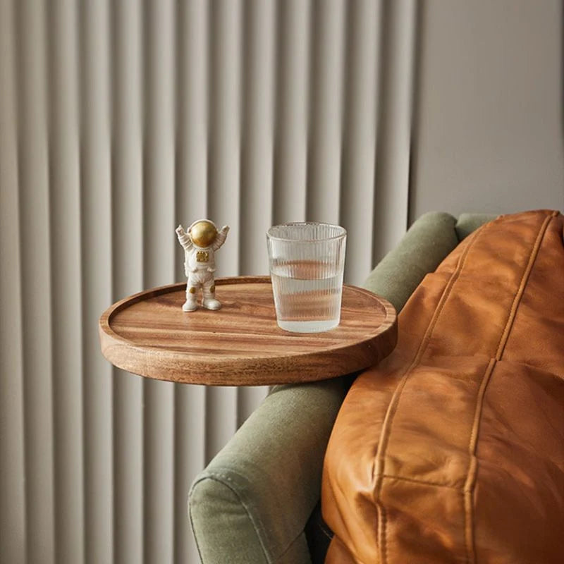 Sofa Armrest Tray Clip-On Walnut Solid Wood