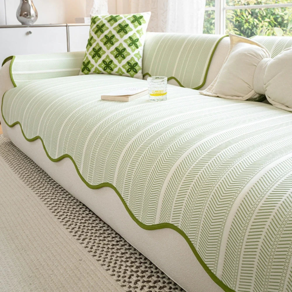 Sofa Cover Herringbone Microfiber Non-Slip Backing