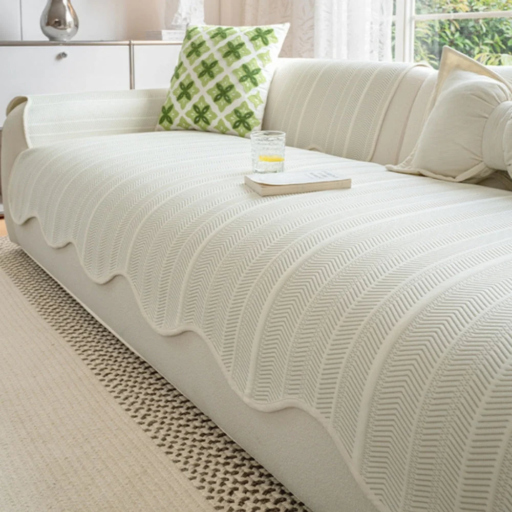 Sofa Cover Herringbone Microfiber Non-Slip Backing