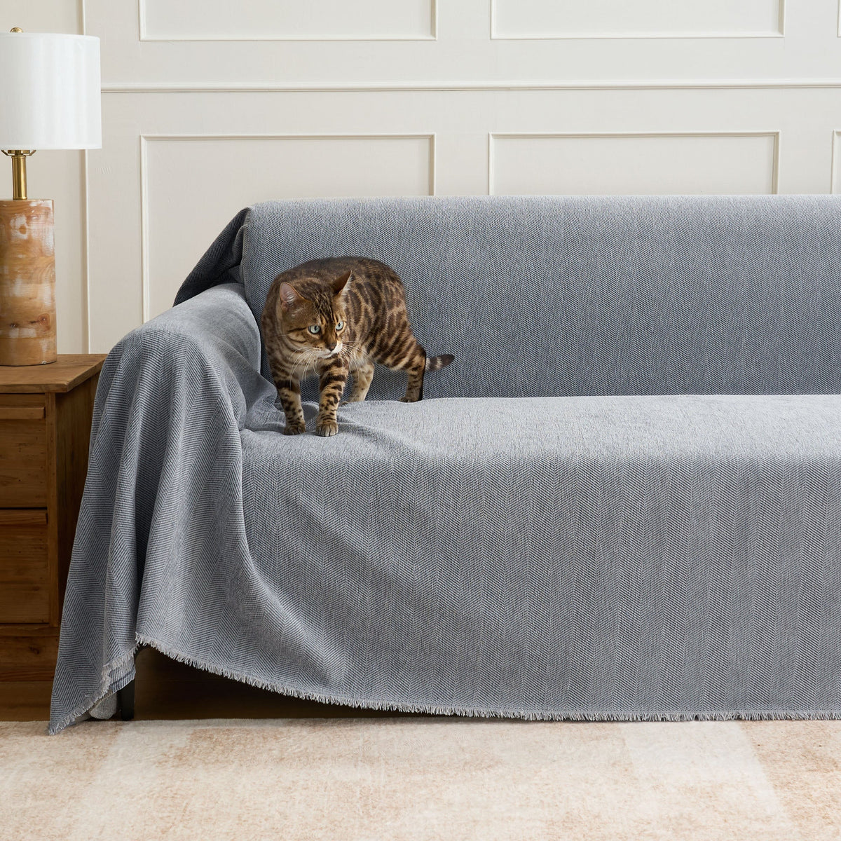 Sofa Cover Herringbone Water-Repellent Machine-Washable