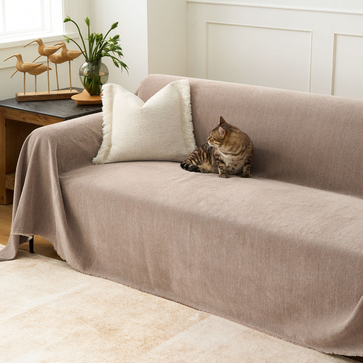 Sofa Cover Herringbone Water-Repellent Machine-Washable