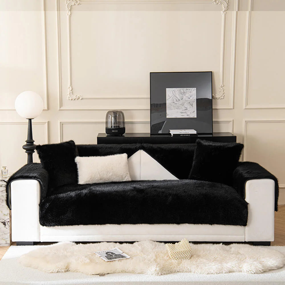 Sofa Cover Plush Faux Fur Non-Slip Machine Washable