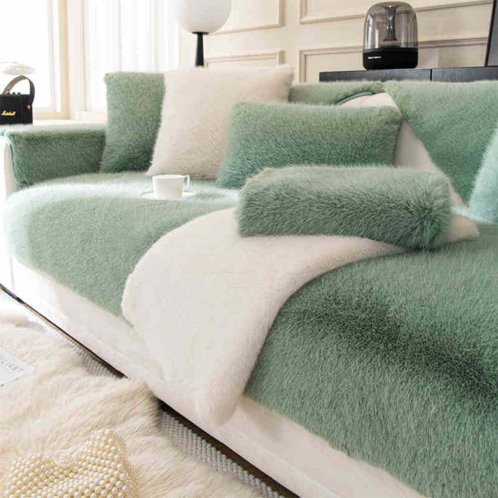 Sofa Cover Plush Faux Fur Non-Slip Machine Washable
