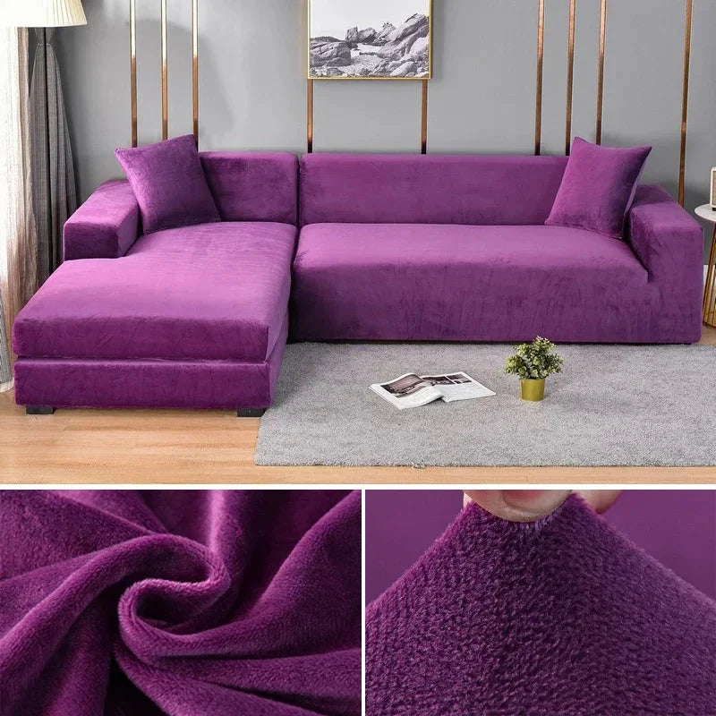 Sofa Cover Stretch Velvet Machine Washable Snug Fit