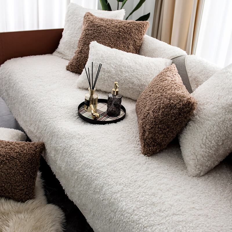 Sofa Cover Teddy Fleece Non-Slip Machine Washable