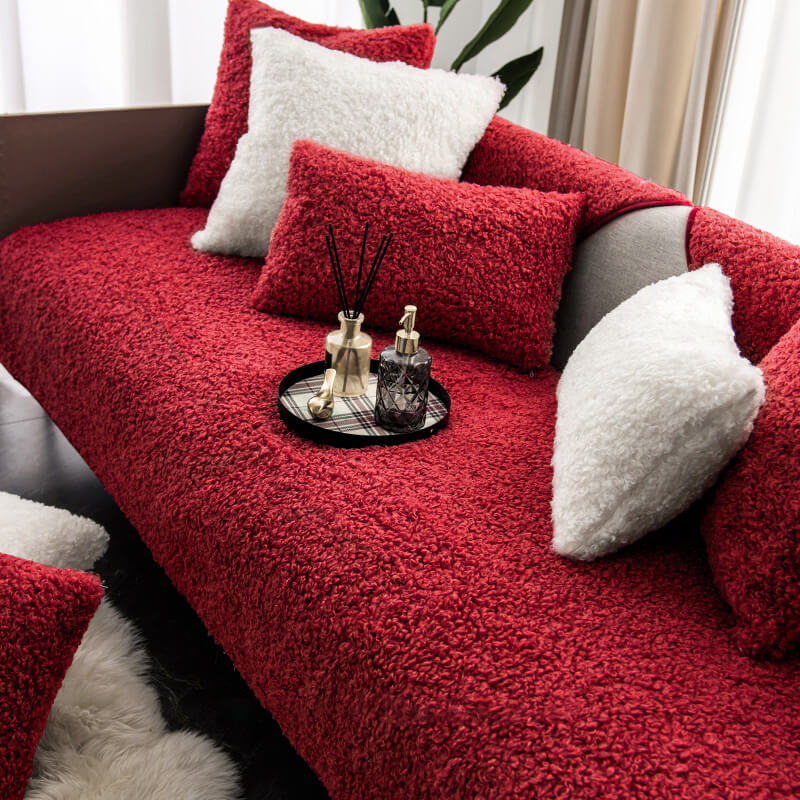 Sofa Cover Teddy Fleece Non-Slip Machine Washable