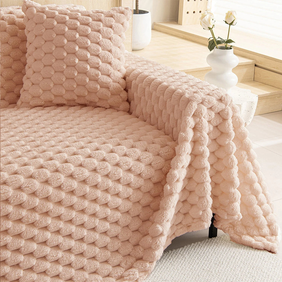 Sofa Cover Woven Fabric Machine Washable Pet & Stain Protection