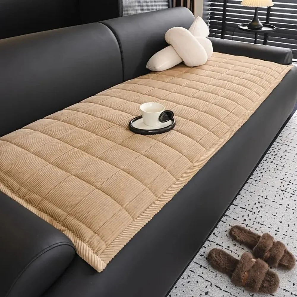 Sofa Protector Cover Quilted Padded Elastic Straps