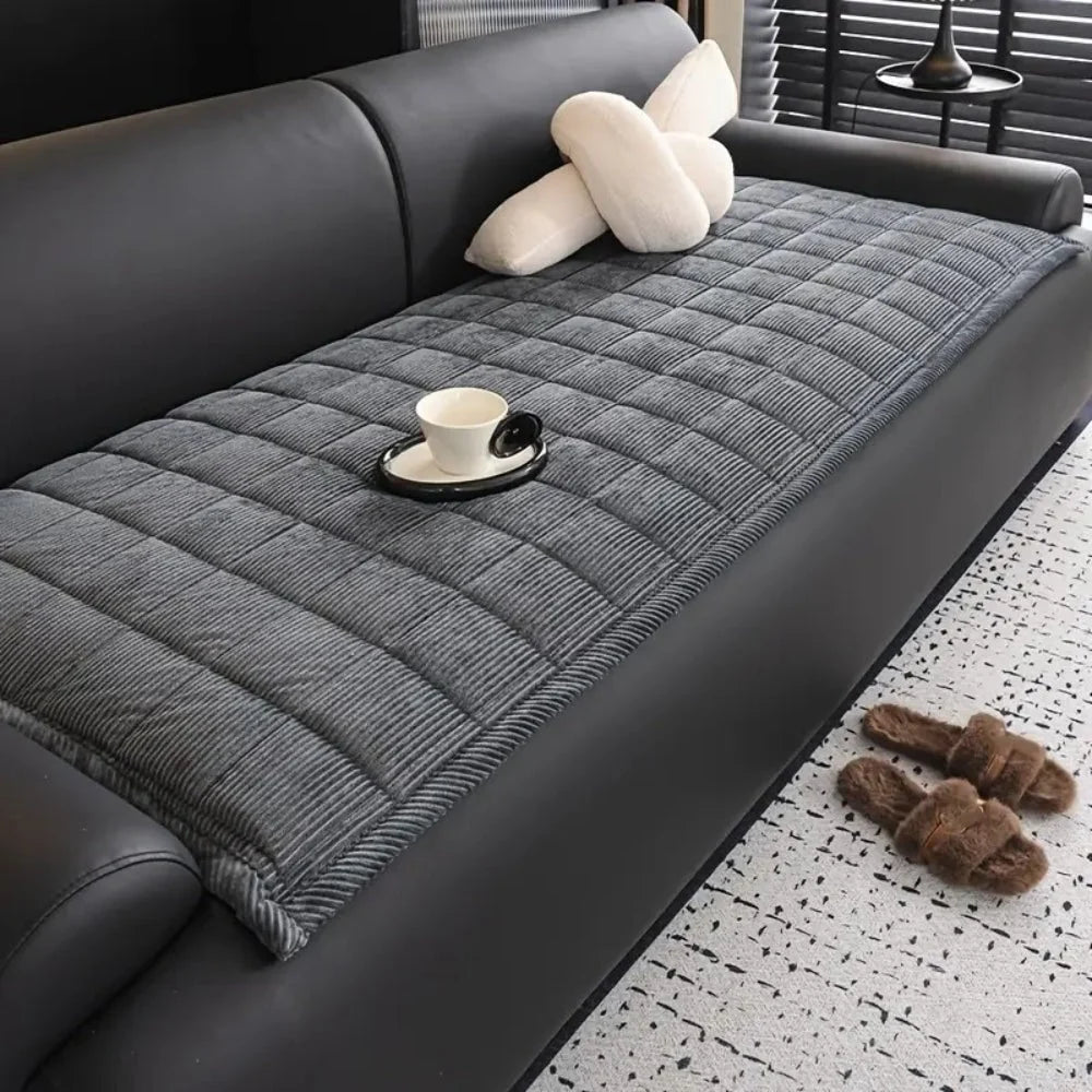 Sofa Protector Cover Quilted Padded Elastic Straps