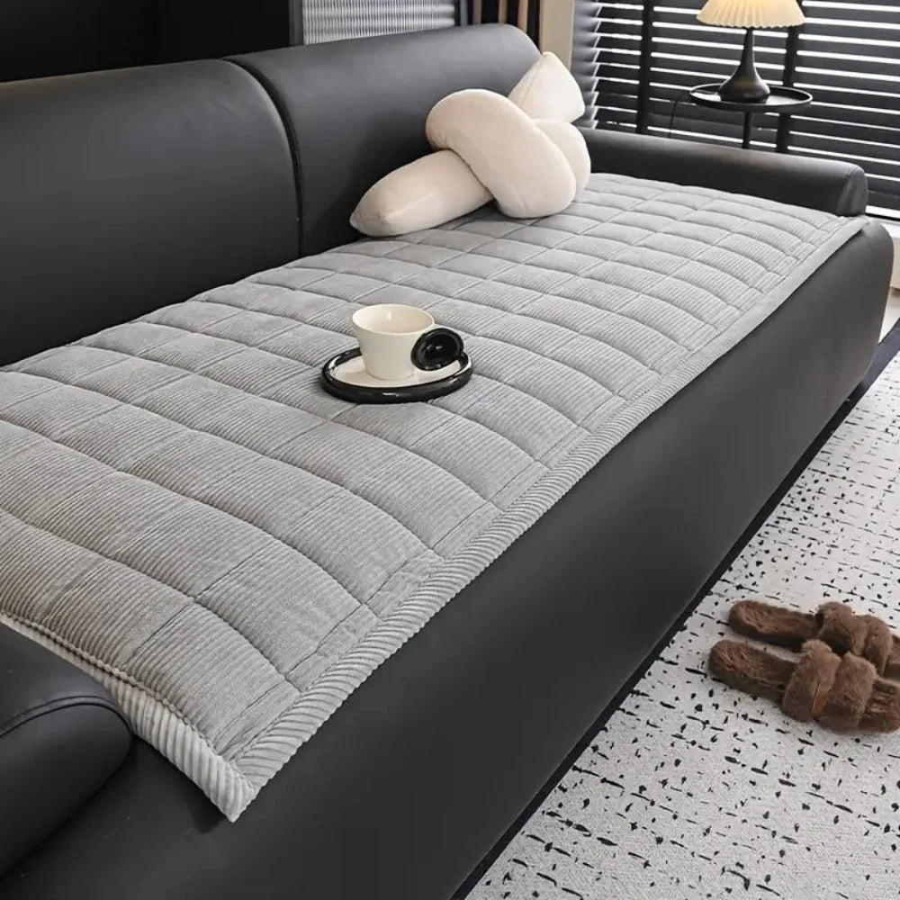 Sofa Protector Cover Quilted Padded Elastic Straps