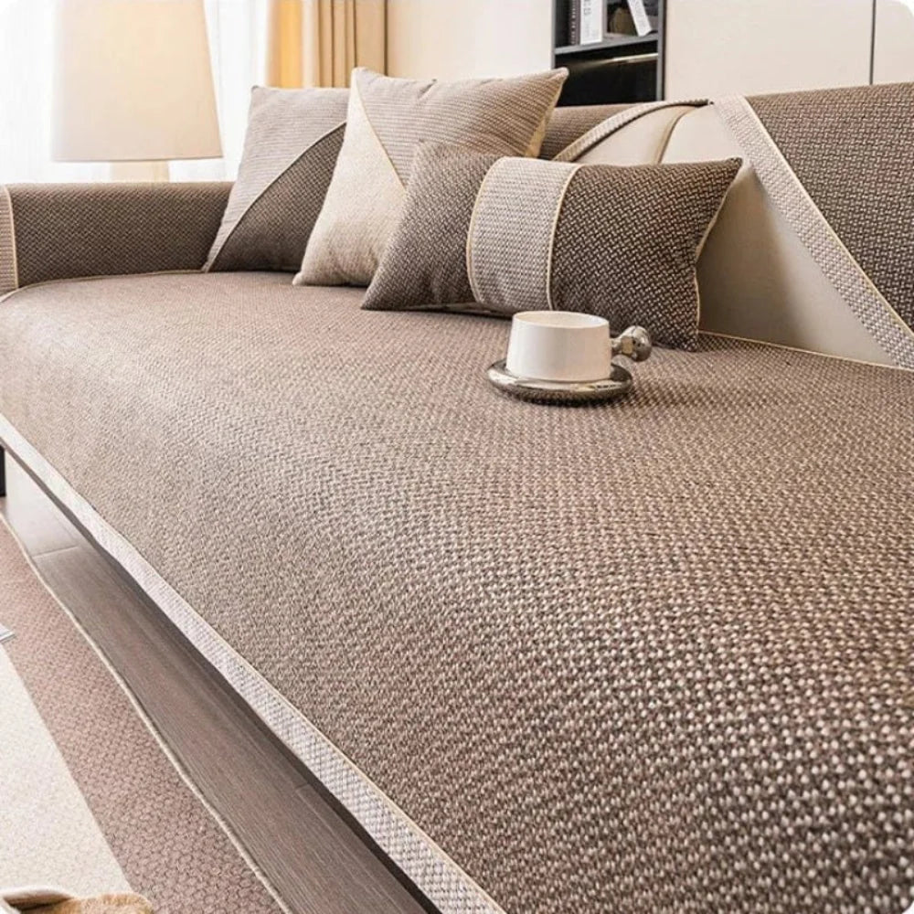 Sofa Protector Cover Woven Cotton Grip Backing