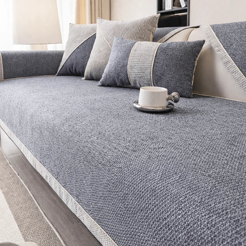 Sofa Protector Cover Woven Cotton Grip Backing