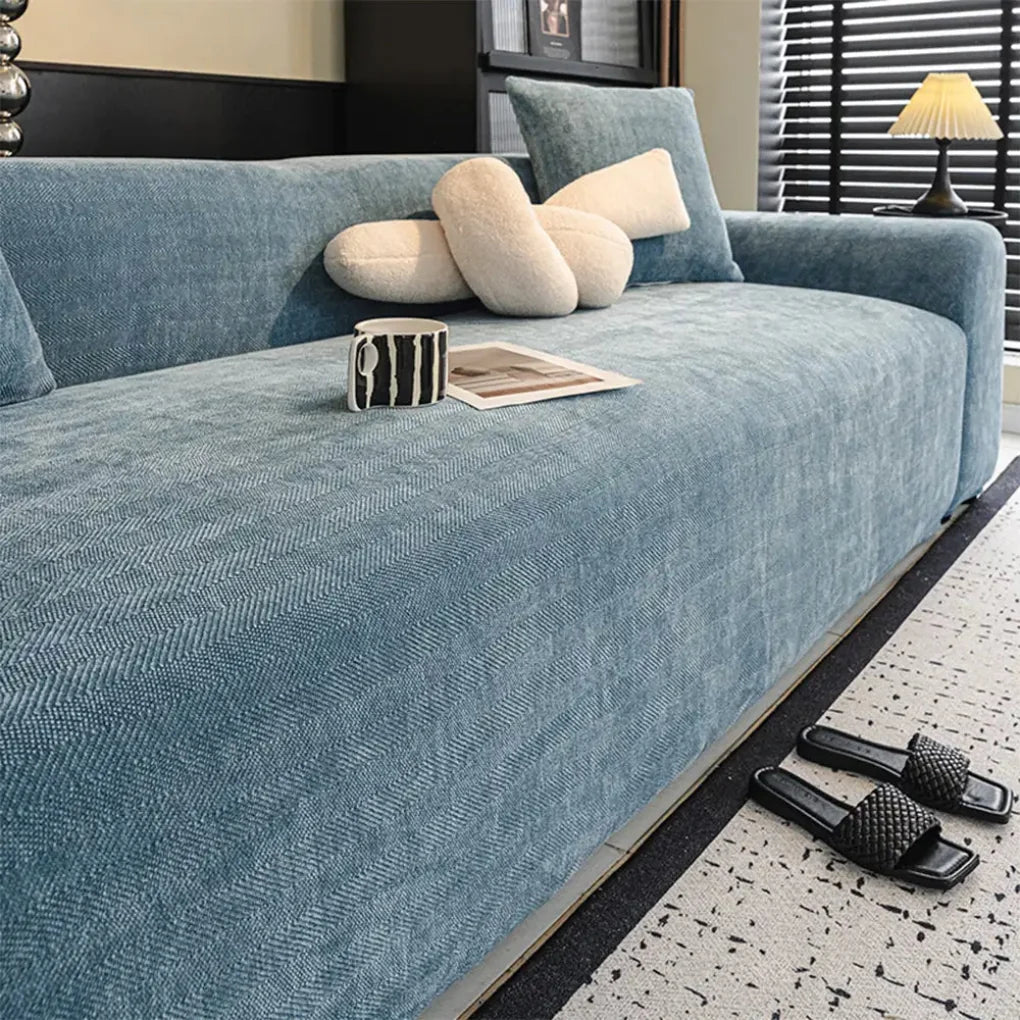 Sofa Slipcover Herringbone Stretch Fit Full Coverage Machine Washable