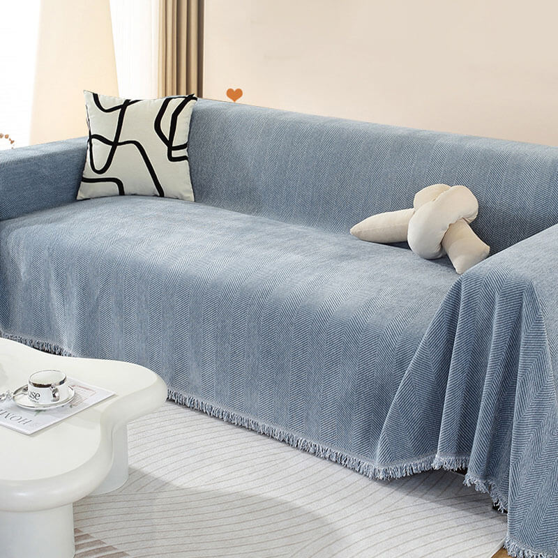 Sofa Throw Blanket Chenille Herringbone Machine Washable Sofa Protector