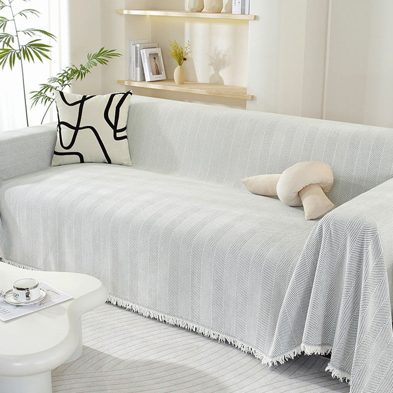 Sofa Throw Blanket Chenille Herringbone Machine Washable Sofa Protector