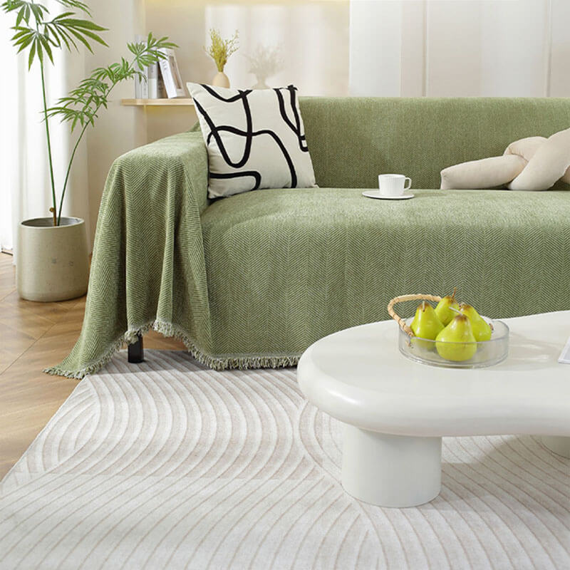 Sofa Throw Blanket Chenille Herringbone Machine Washable Sofa Protector