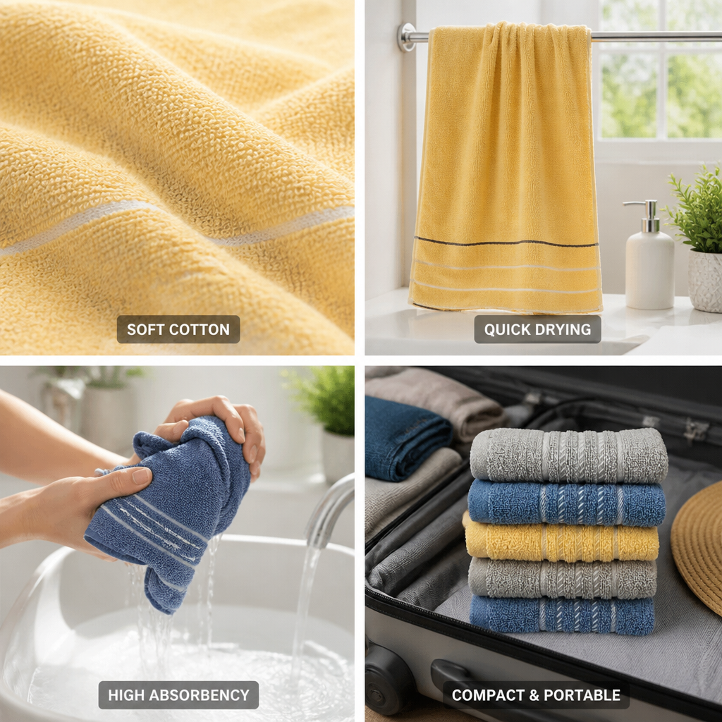Soft Cotton Quick-Drying Bath Towel (Compact Size)