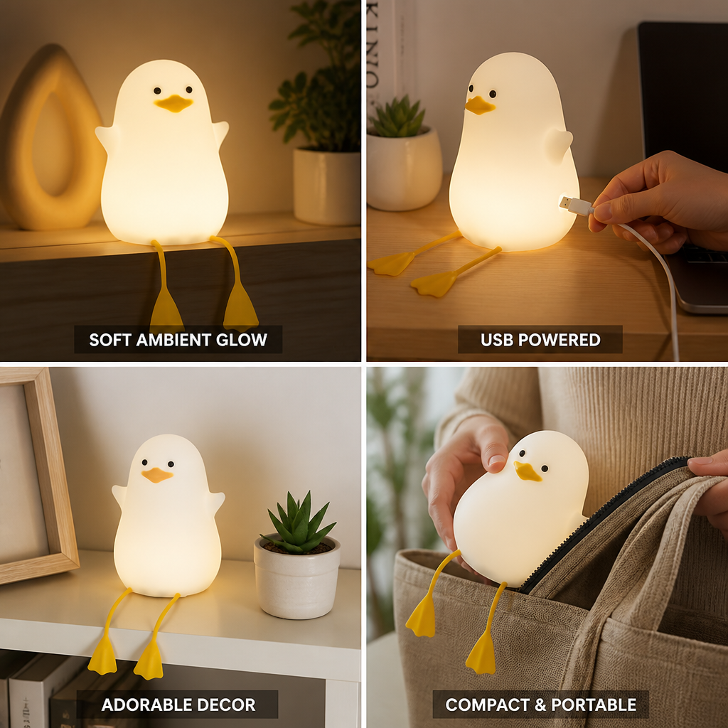 Soft-Glow Silicone Duck Desk Lamp (USB-Powered)
