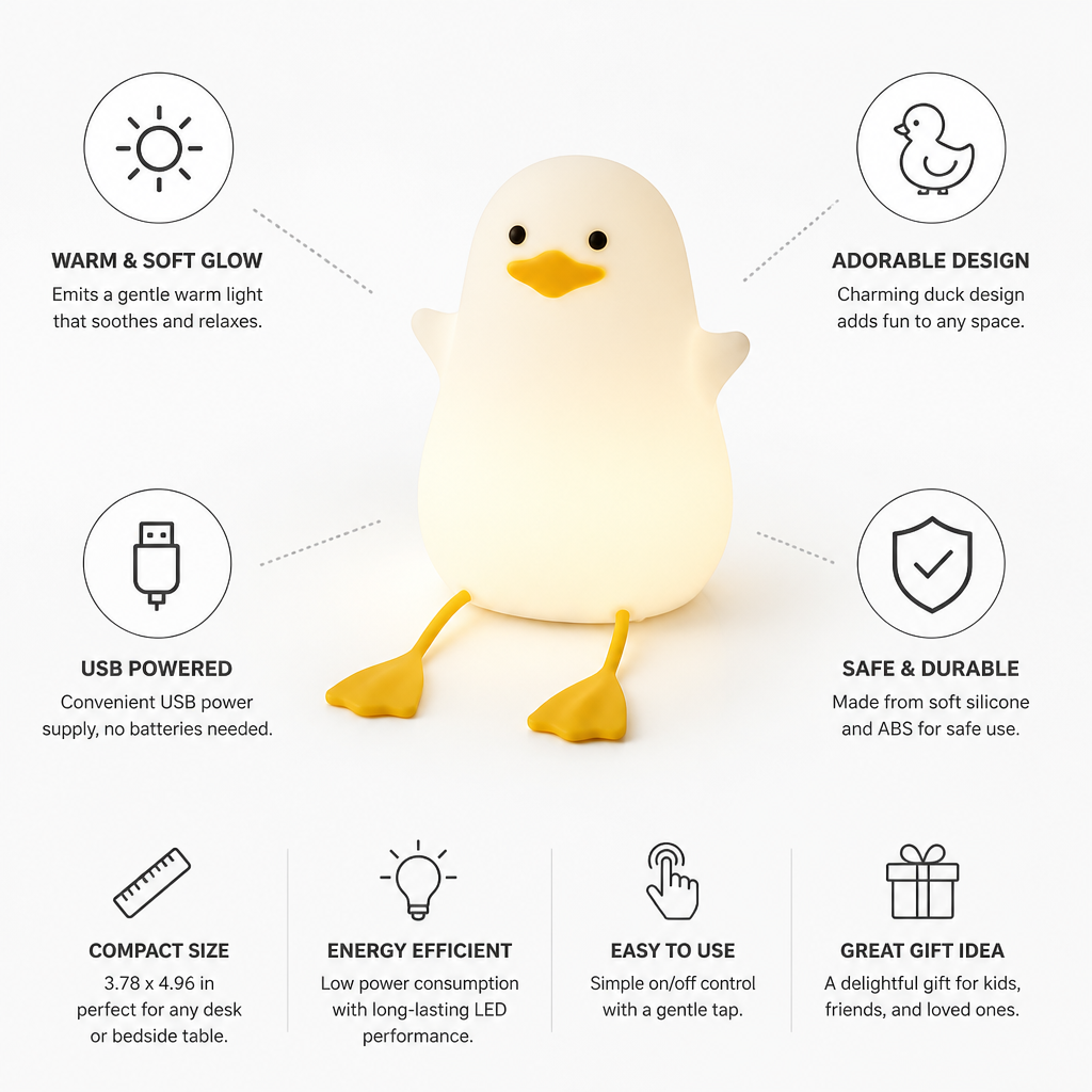 Soft-Glow Silicone Duck Desk Lamp (USB-Powered)