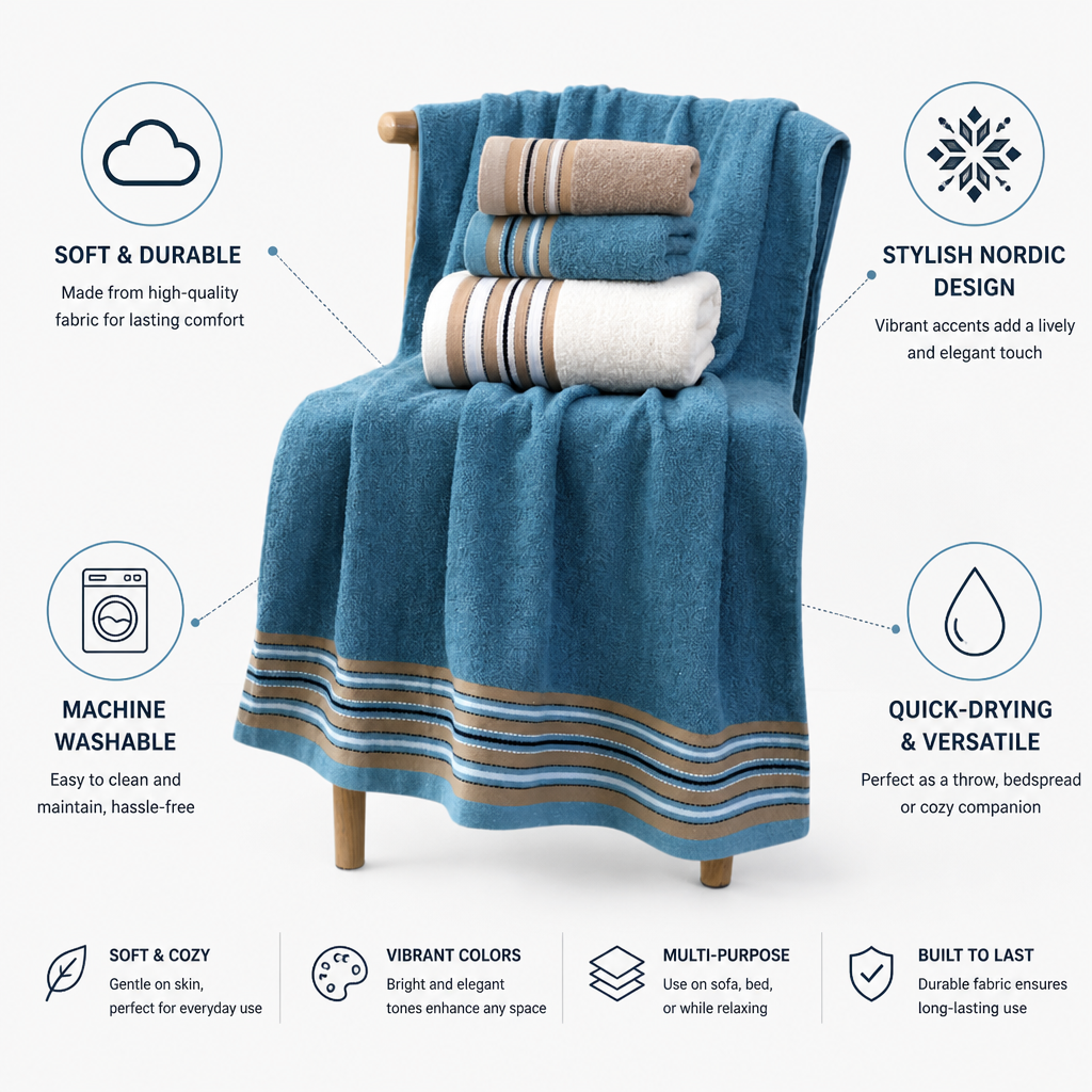 Soft Plush Nordic-Style Machine-Washable Throw Blanket