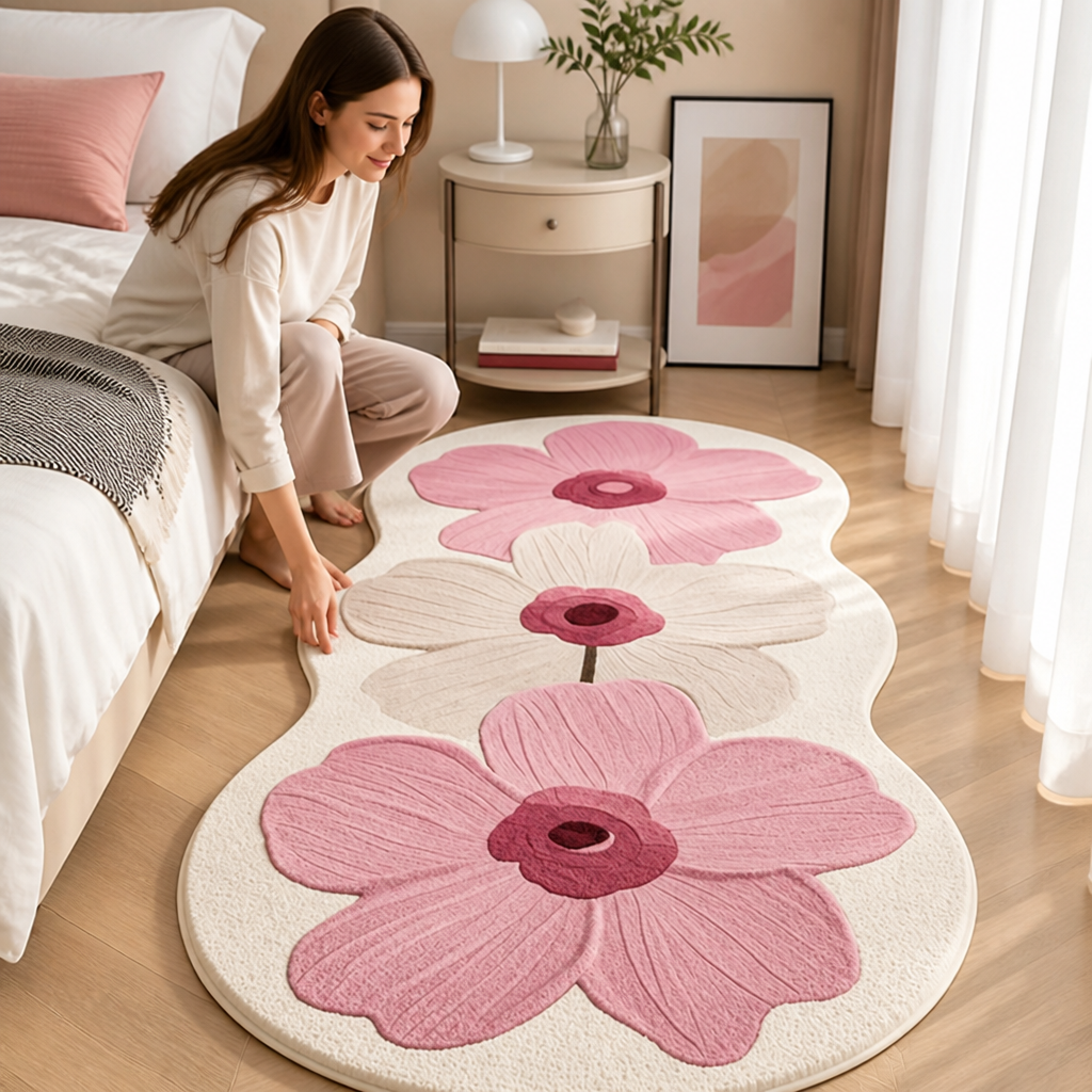 Soft Polyester Non-Slip Irregular Floral Area Rug (200×100 cm)