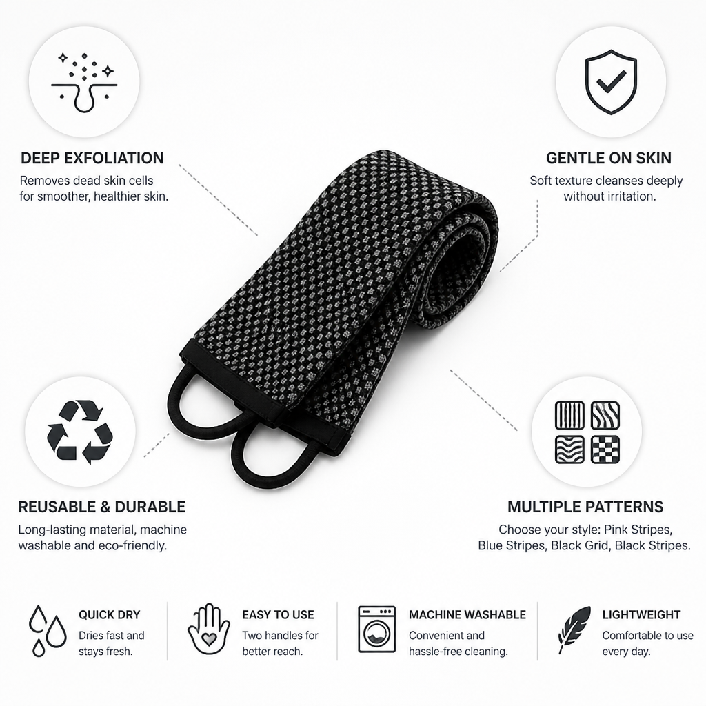Soft Reusable Exfoliating Back Scrub Towel