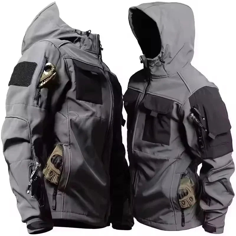 Softshell Jacket Waterproof Windproof Fleece-Lined Hooded